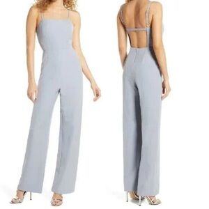 Light blue / silver Watch jumpsuit with square back